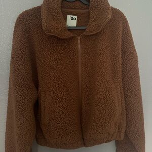 SO Brown Teddy Jacket Plush Cozy Style